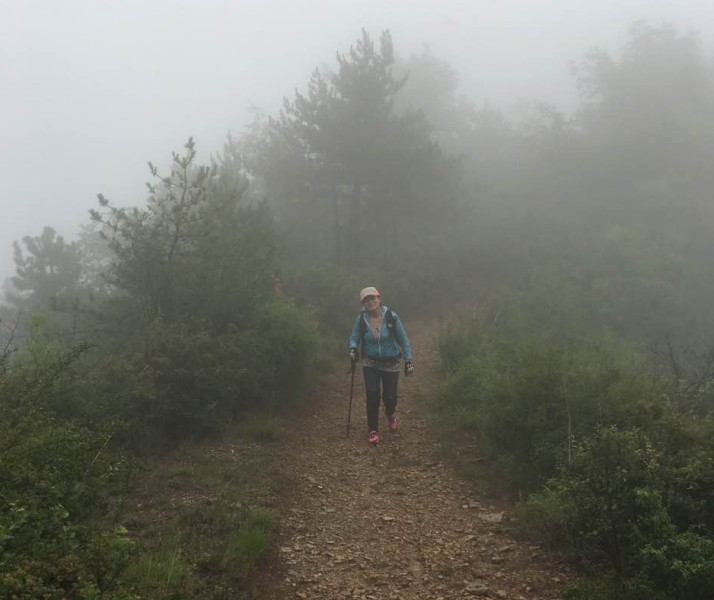 周红霞：雨中登轿顶山